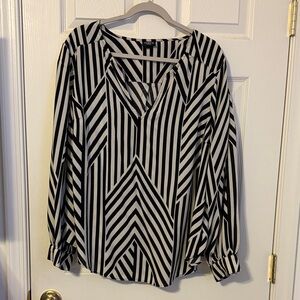 Torrid Black and Off White Striped Blouse